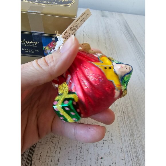 Polonaise bundle of fun Santa bag glass ornament AP 1534 Kurt Adler - Picture 4 of 8
